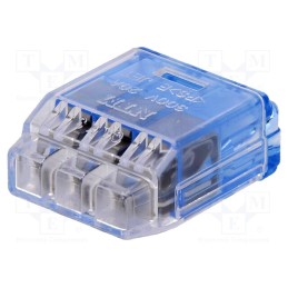 10 pcs x NICHIFU - QLX 3-BCL - Quick splice, QLX, spring clamp, 1.5÷2.5mm2, 300V, 20A, blue, 12mm
