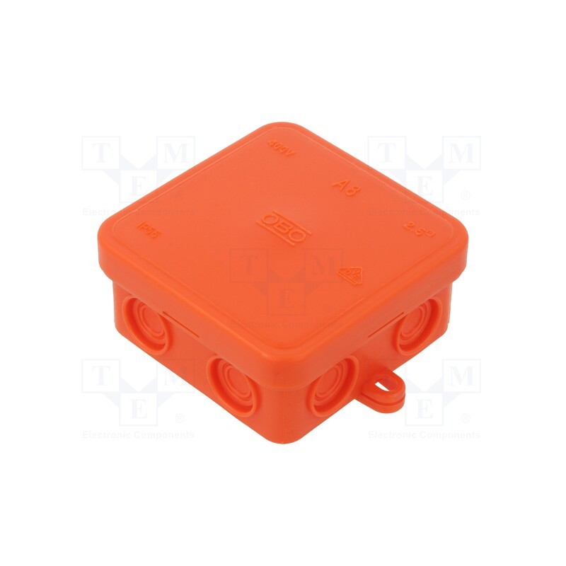 1 pcs x OBO BETTERMANN - A 8 HF RO - Enclosure: junction box, X: 75mm, Y: 75mm, Z: 36mm, polyetylene, IP55