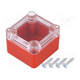 1 pcs x KRADEX - Z116PH ABS RED - Enclosure: multipurpose, X: 49mm, Y: 51mm, Z: 36mm, ABS, red, gasket