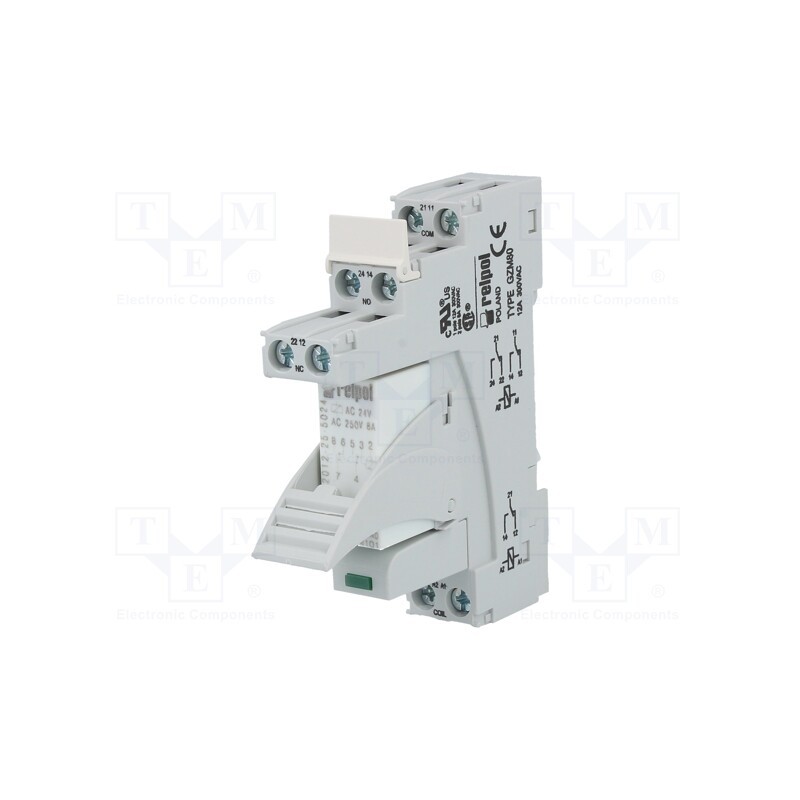 1 set x RELPOL - PI84-024AC-M91G-MS-2012 - Relay: interface, DPDT, Ucoil: 24VAC, 8A, 8A/230VAC, 8A/24VDC, 100mΩ