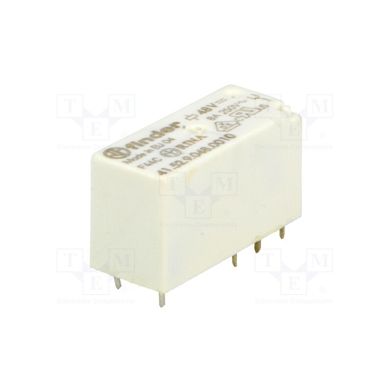 1 pcs x FINDER - 41.52.9.048.0010 - Relay: electromagnetic, DPDT, Ucoil: 48VDC, 15A, 8A/250VAC, PCB