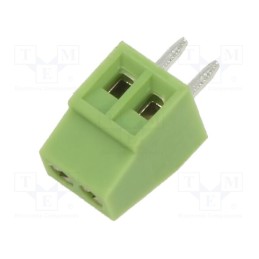 10 pcs x XINYA - XY308-2P 2.54MM GREEN - PCB terminal block, angled 90°, 2.54mm, ways: 2, on PCBs, terminal