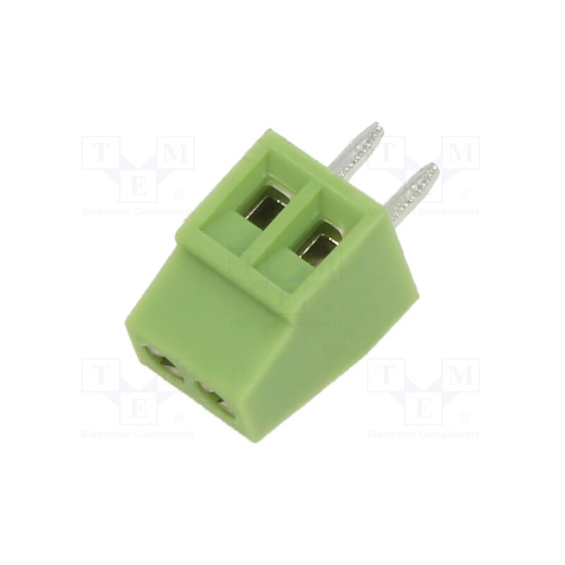 10 pcs x XINYA - XY308-2P 2.54MM GREEN - PCB terminal block, angled 90°, 2.54mm, ways: 2, on PCBs, terminal