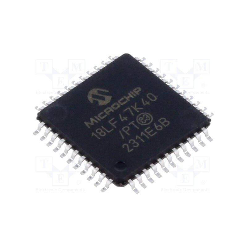 1 pcs x MICROCHIP TECHNOLOGY - PIC18LF47K40-I/PT - IC: PIC microcontroller, 64MHz, 1.8÷3.6VDC, SMD, TQFP44, PIC18