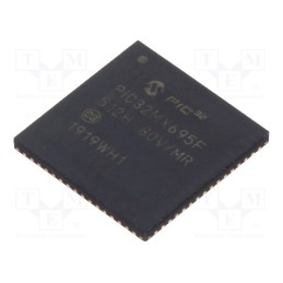 1 pcs x MICROCHIP TECHNOLOGY - PIC32MX695F512H-80V/MR - IC: PIC microcontroller, 512kB, 80MHz, 2.3÷3.6VDC, SMD, QFN64