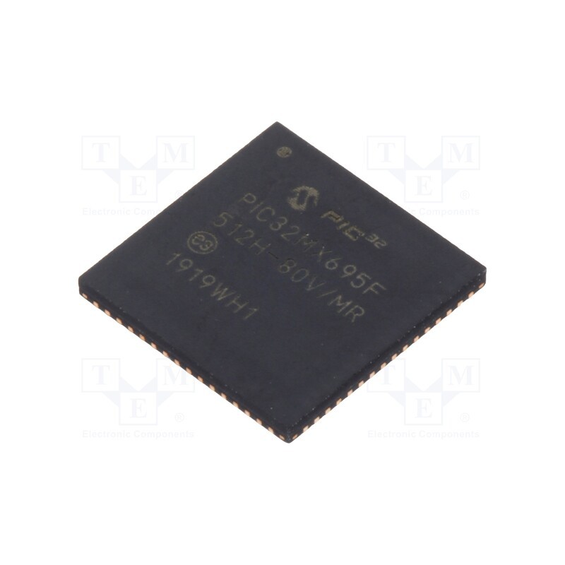 1 pcs x MICROCHIP TECHNOLOGY - PIC32MX695F512H-80V/MR - IC: PIC microcontroller, 512kB, 80MHz, 2.3÷3.6VDC, SMD, QFN64