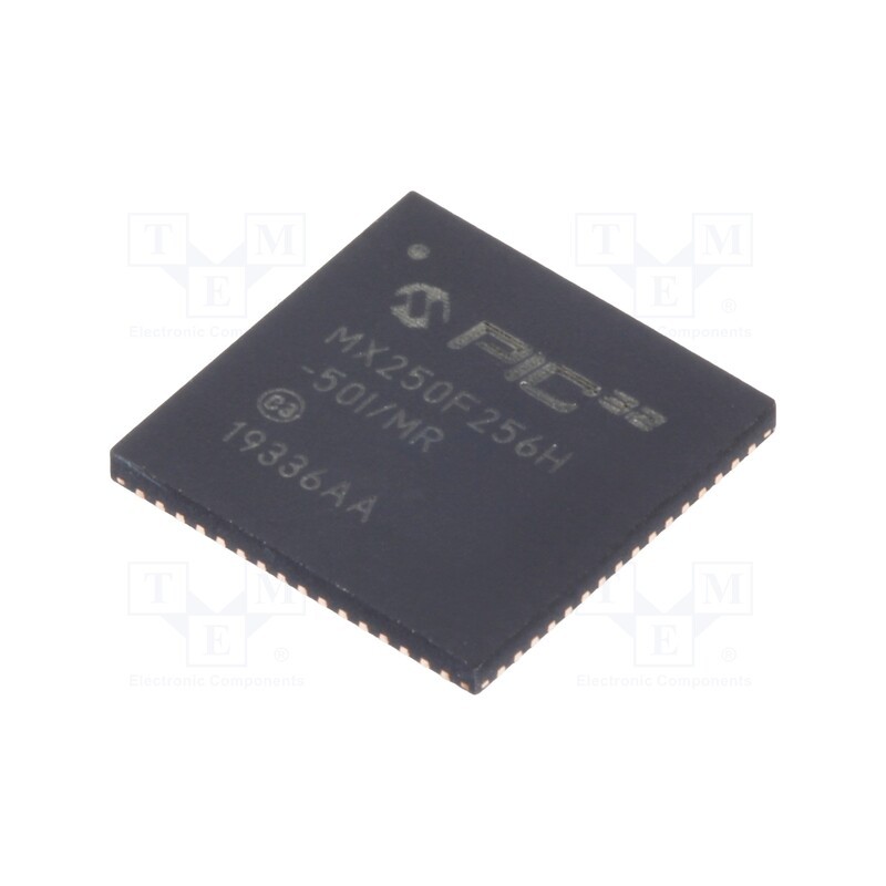 1 pcs x MICROCHIP TECHNOLOGY - PIC32MX250F256H-50I/MR - IC: PIC microcontroller, 256kB, 2.3÷3.6VDC, SMD, QFN64, PIC32, 8MHz