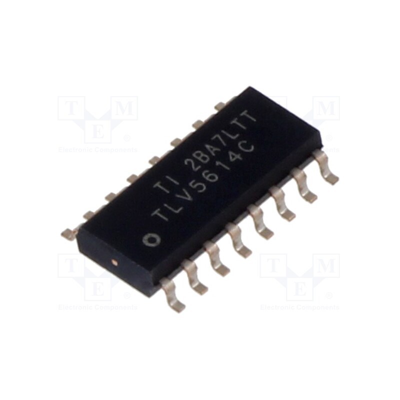 1 pcs x TEXAS INSTRUMENTS - TLV5614CD - IC: D/A converter, 12bit, 102ksps, Ch: 4, SOIC16, 0÷70°C, 2.7÷5.5VDC