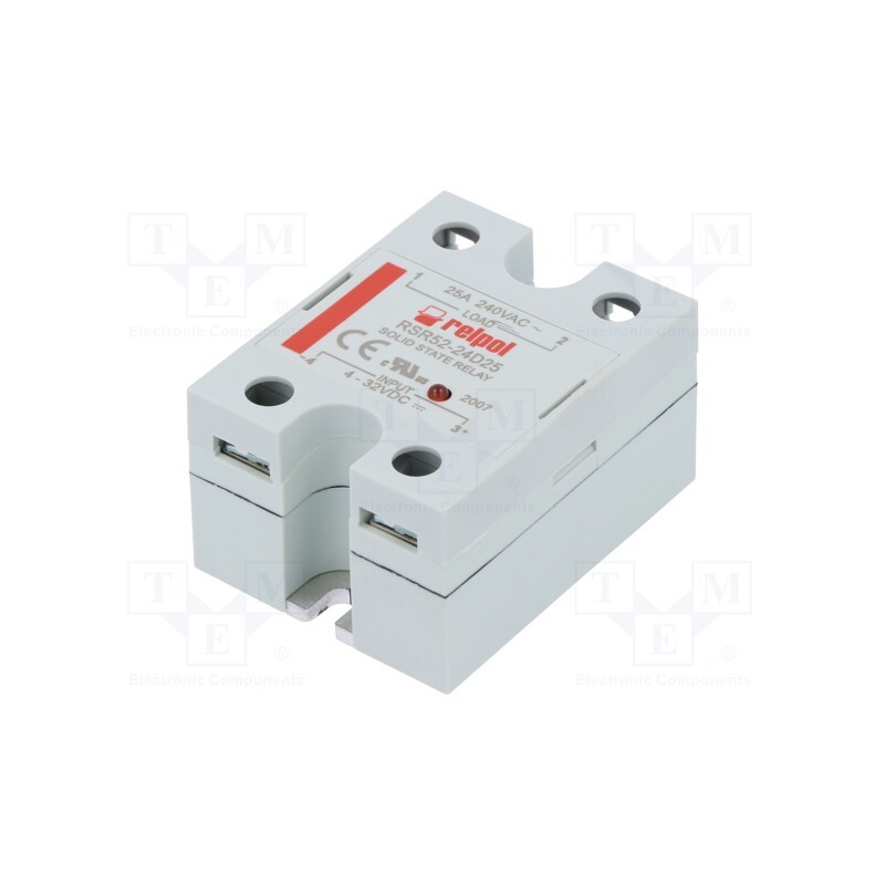 1 pcs x RELPOL - RSR52-24D25 - Relay: solid state, Ucntrl: 4÷32VDC, 25A, 48÷280VAC, -30÷80°C, IP20