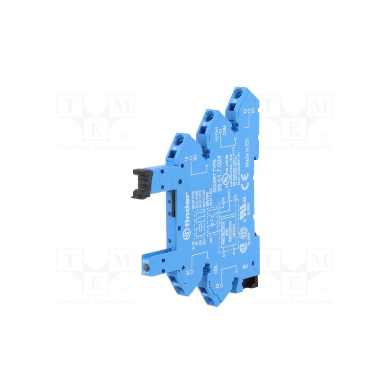 1 pcs x FINDER - 93.51.7.024 - Socket, 6A, for DIN rail mounting, spring clamps, -40÷70°C, IP20