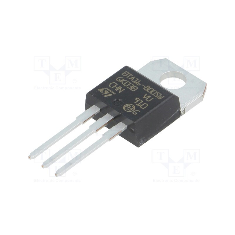 1 pcs x STMicroelectronics - BTA16-800SWRG - Triac, 800V, 16A, TO220ABIns, Igt: 10mA, logic level