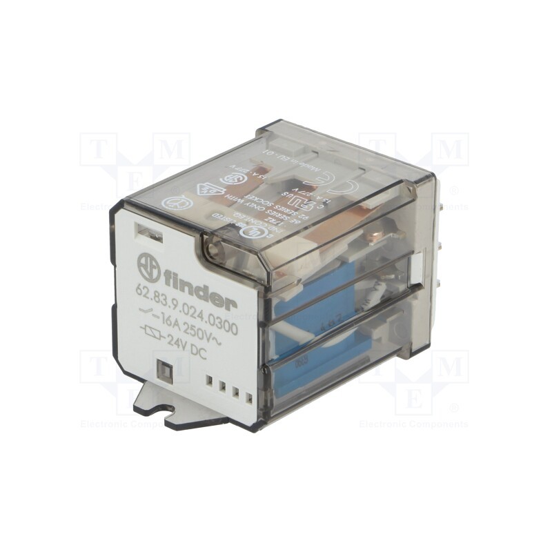 1 pcs x FINDER - 62.83.9.024.0300 - Relay: electromagnetic, 3PST-NO, 24VDC, Icontacts max: 30A, 445Ω