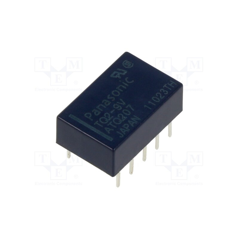 1 pcs x PANASONIC - TQ2-9V - Relay: electromagnetic, DPDT, Ucoil: 9VDC, Icontacts max: 2A, PCB