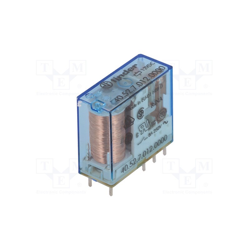 1 pcs x FINDER - 40.52.7.012.0000 - Relay: electromagnetic, DPDT, Ucoil: 12VDC, Icontacts max: 15A