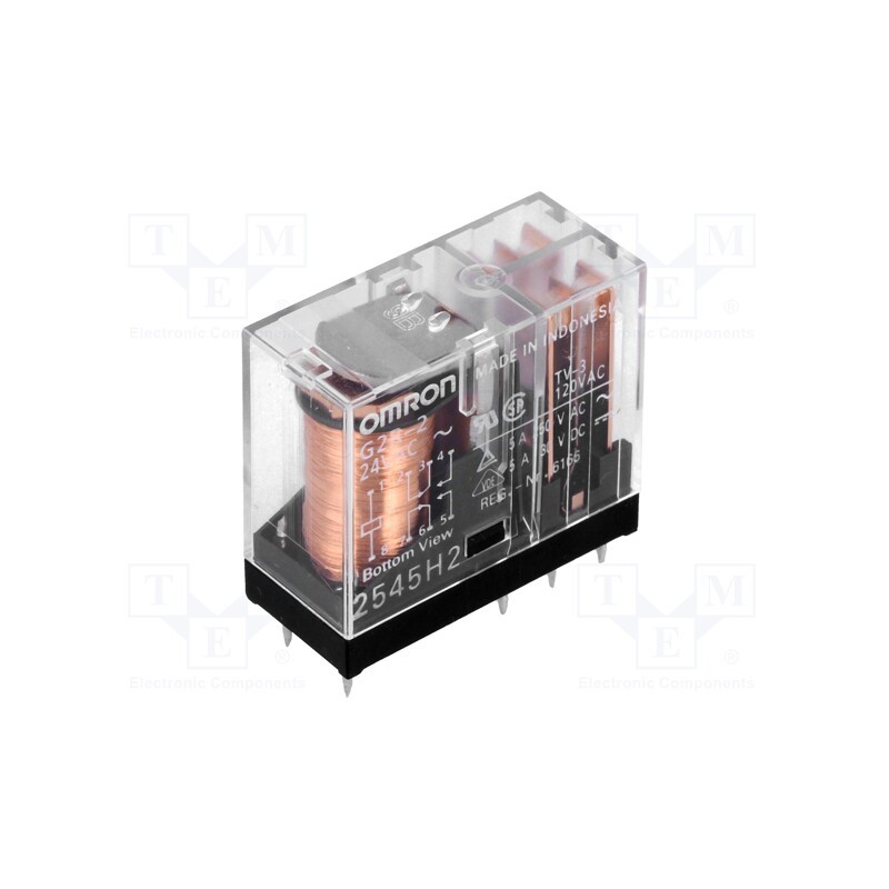 1 pcs x OMRON OCB - G2R-2 24VAC - Relay: electromagnetic, DPDT, Ucoil: 24VAC, Icontacts max: 5A, PCB