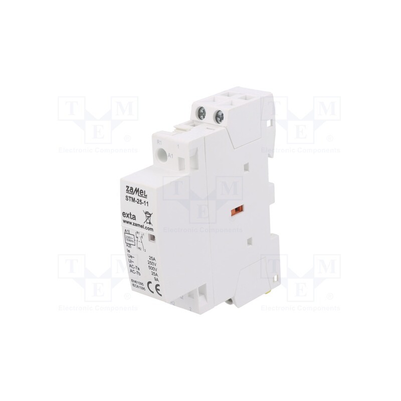 1 pcs x ZAMEL - STM-25-11 - Contactor: 2-pole installation, 25A, 230VAC, NC + NO, -5÷60°C