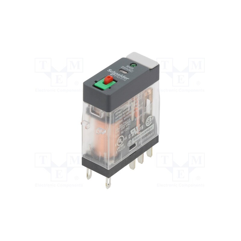 1 pcs x SCHNEIDER ELECTRIC - RXG22M7 - Relay: electromagnetic, DPDT, Ucoil: 220VAC, 5A, 5A/250VAC, socket