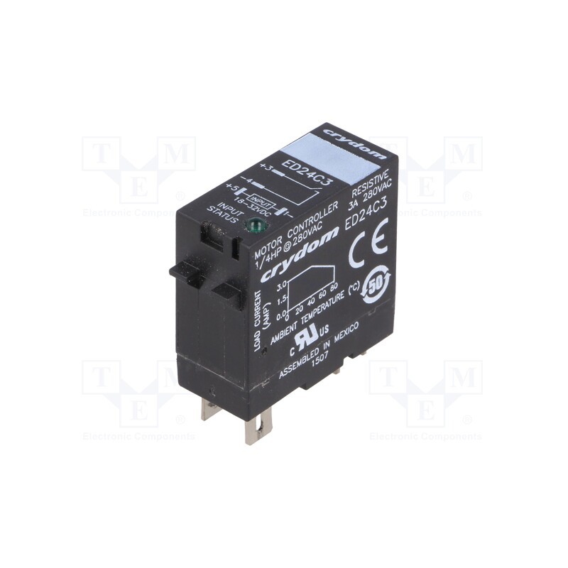 1 pcs x SENSATA / CRYDOM - ED24C3 - Relay: solid state, Ucntrl: 18÷32VDC, 3A, 24÷280VAC, socket