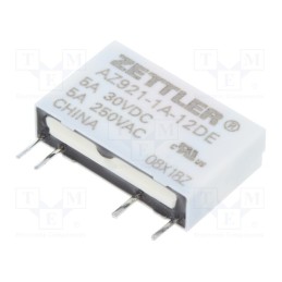 1 pcs x ZETTLER - AZ921-1A-12DE - Relay: electromagnetic, SPST-NO, Ucoil: 12VDC, 5A, 5A/250VAC, PCB