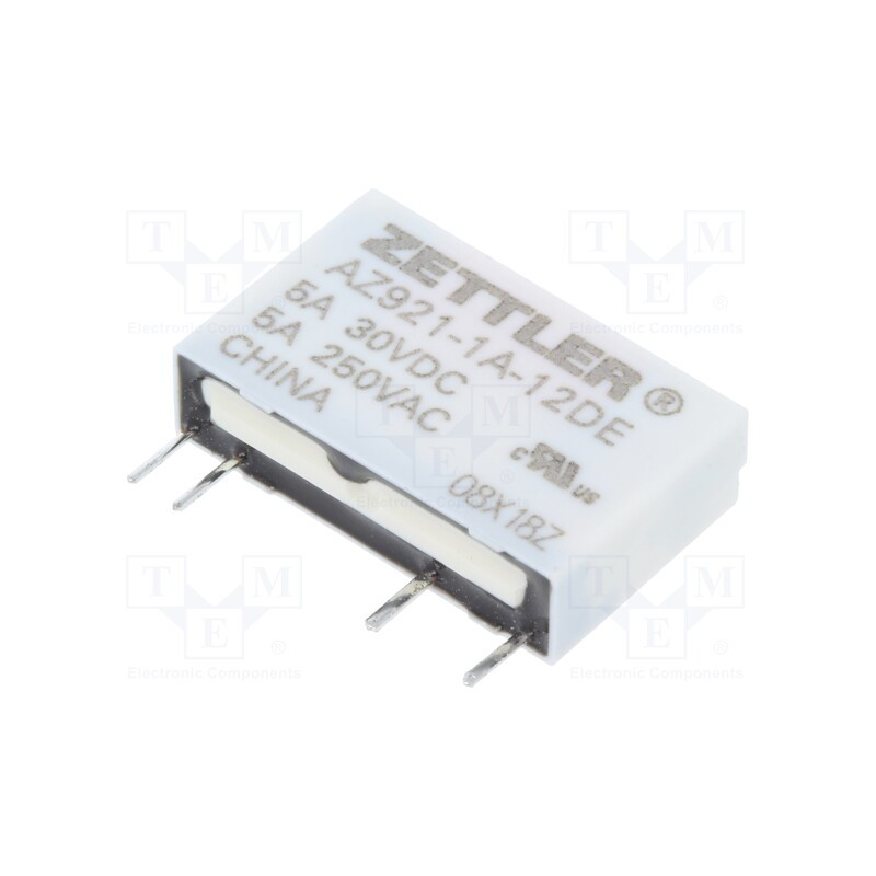1 pcs x ZETTLER - AZ921-1A-12DE - Relay: electromagnetic, SPST-NO, Ucoil: 12VDC, 5A, 5A/250VAC, PCB