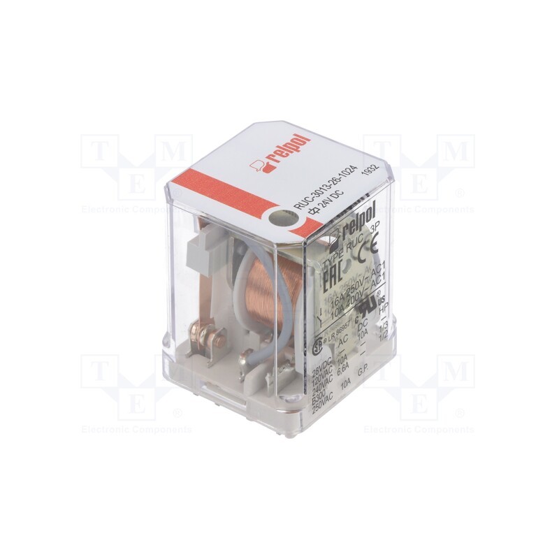 1 pcs x RELPOL - RUC-3013-26-1024 - Relay: electromagnetic, 3PDT, Ucoil: 24VDC, Icontacts max: 16A