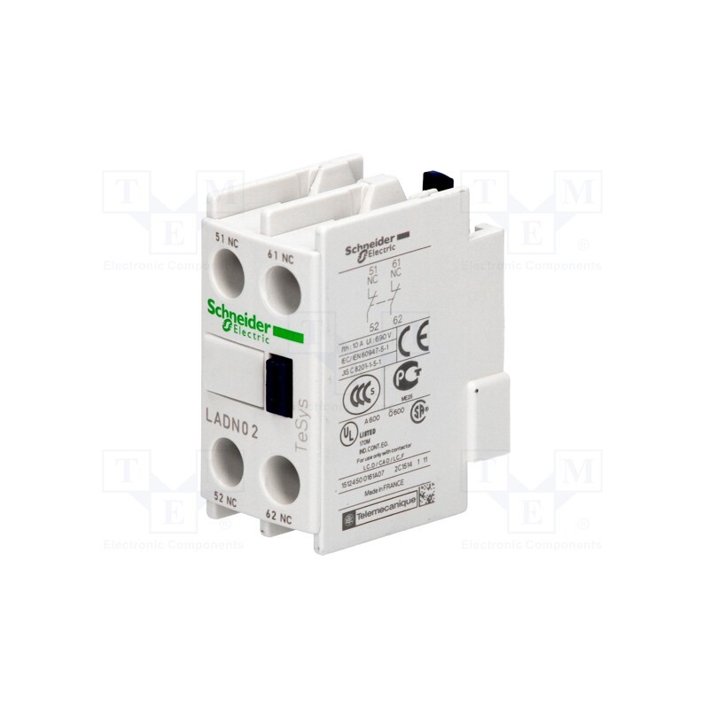 1 pcs x SCHNEIDER ELECTRIC - LADN02 - Auxiliary contacts, Series: TeSys D, Leads: screw terminals
