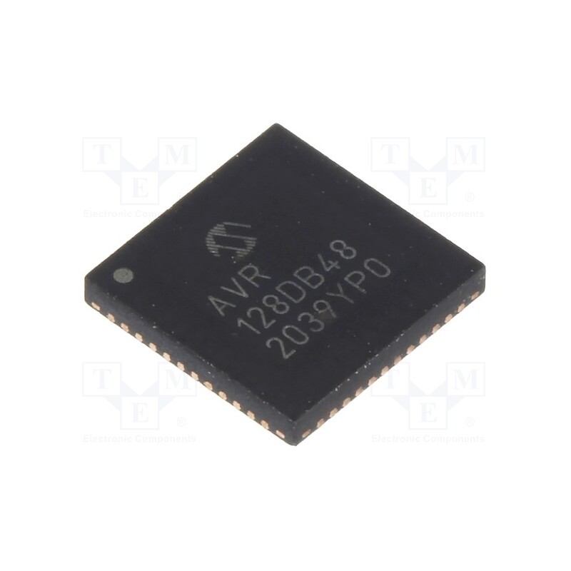 1 pcs x MICROCHIP TECHNOLOGY - AVR128DB48-I/6LX - IC: AVR microcontroller, VQFN48, 1.8÷5.5VDC, Cmp: 3, AVR128, AVR-DA