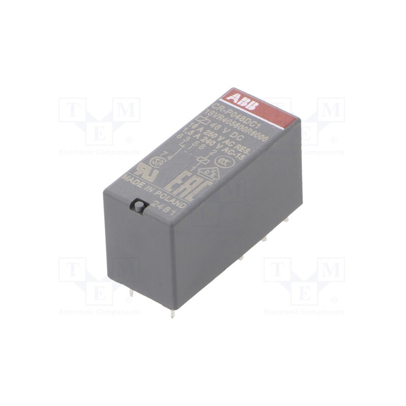 1 pcs x ABB - 1SVR405600R6000 - Relay: electromagnetic, SPDT, Ucoil: 48VDC, 16A, max.250VAC, PCB