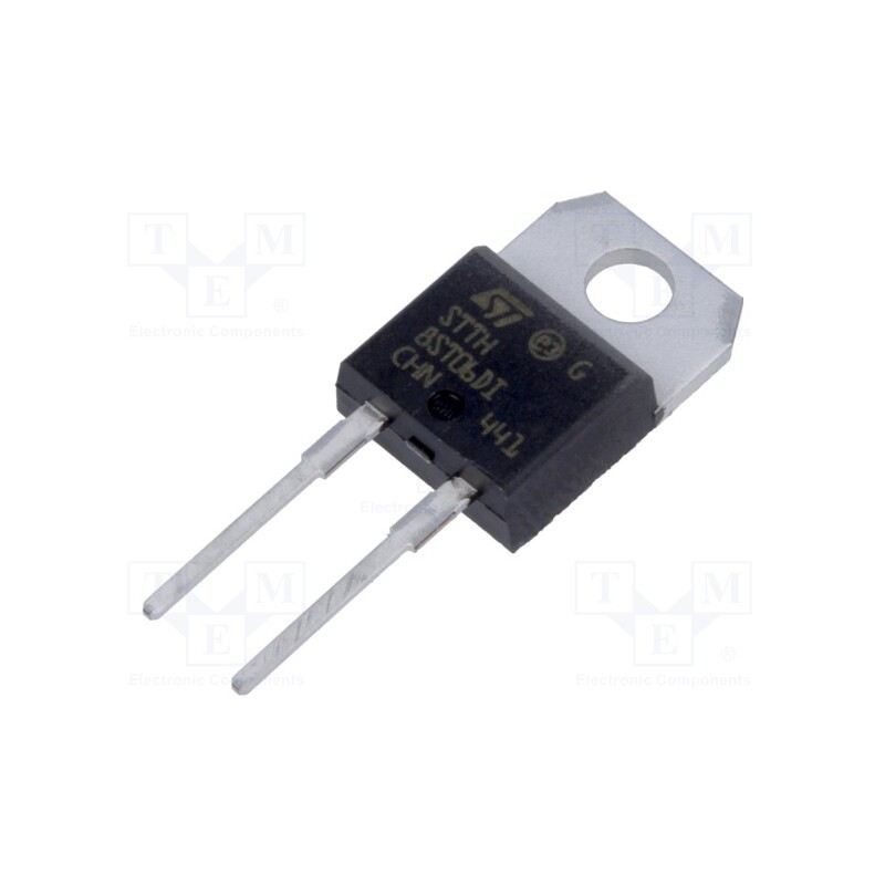 1 pcs x STMicroelectronics - STTH8ST06DI - Diode: rectifying, THT, 600V, 8A, , Ifsm: 55A, TO220ACIns, 13ns