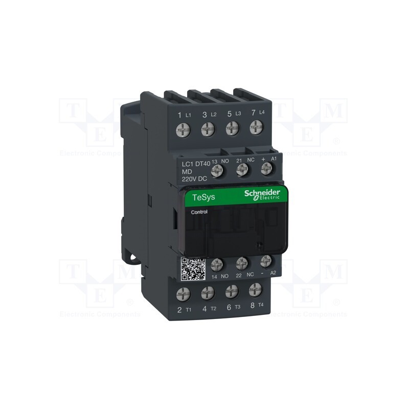 1 pcs x SCHNEIDER ELECTRIC - LC1DT40MD - Contactor: 4-pole, NO x4, Auxiliary contacts: NC + NO, 220VDC, 40A