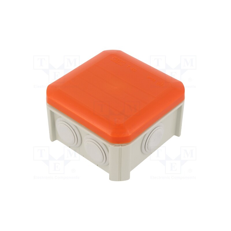 1 pcs x OBO BETTERMANN - T 40 RO-LGR - Enclosure: junction box, X: 90mm, Y: 90mm, Z: 52mm, polypropylene PP