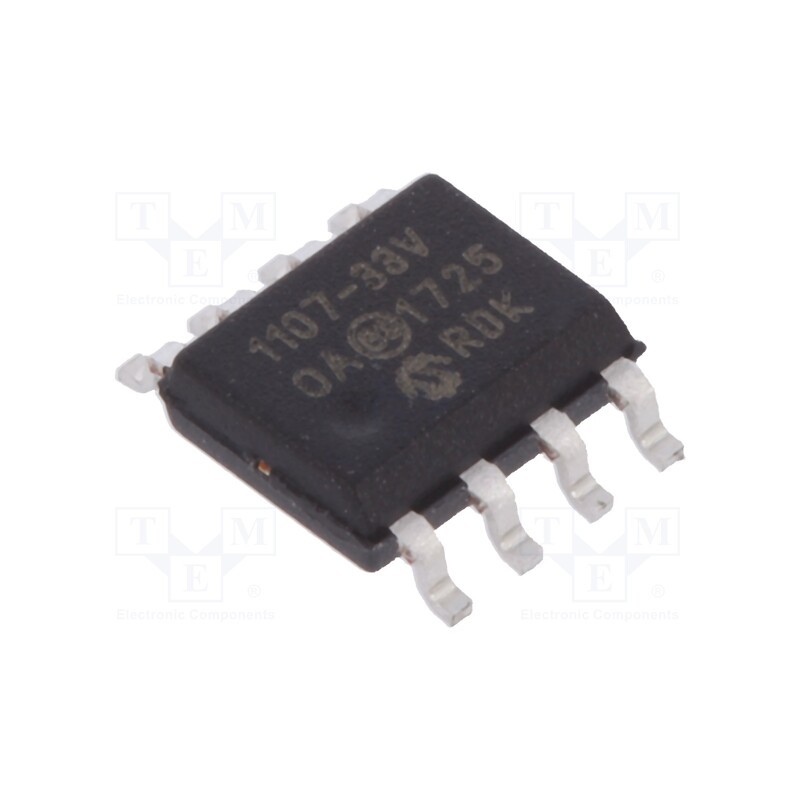 3 pcs x MICROCHIP TECHNOLOGY - TC1107-3.3VOA - IC: voltage regulator, LDO,linear,fixed, 3.3V, 0.3A, SO8, SMD,