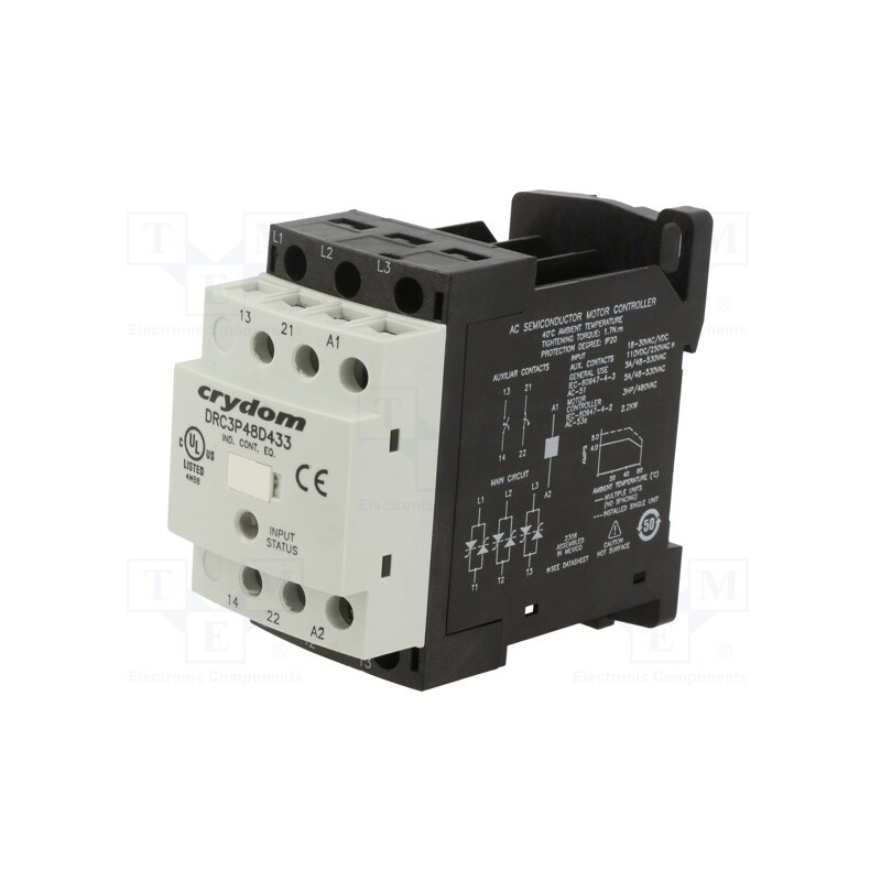 1 pcs x SENSATA / CRYDOM - DRC3P48D433 - Relay: solid state, 4.8A, Uswitch: 48÷480VAC, 3-phase, Series: DRC