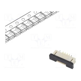 10 pcs x Amphenol Communications Solutions - F31W-1A7H1-11008 - FFC/FPC, F31W, PIN: 8, ZIF, SMT, 50V, 500mA, selectively gold pl