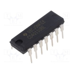 1 pcs x TEXAS INSTRUMENTS - CD4011UBE - IC: digital, NAND, Ch: 4, IN: 2, CMOS, THT, PDIP14, 3÷18VDC, -55÷125°C
