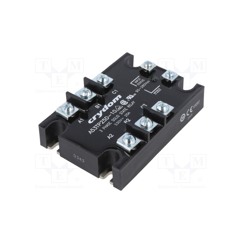 1 pcs x SENSATA / CRYDOM - A53TP25D-10 - Relay: solid state, 25A, Uswitch: 48÷530VAC, 3-phase, -40÷80°C