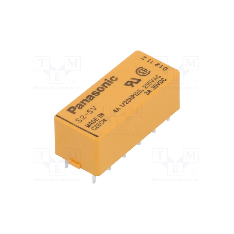 1 pcs x PANASONIC - S25ULCSAD - Relay: electromagnetic, (SPST-NO + SPST-NC) x2, Ucoil: 5VDC, 130Ω