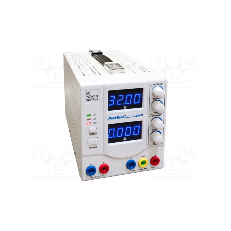 1 pcs x PEAKTECH - P 6205 - Power supply: laboratory, single-channel,linear,adjustable