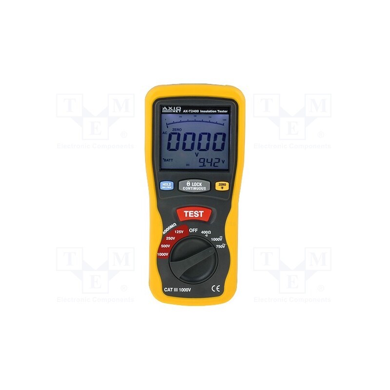 1 pcs x AXIOMET - AX-T2400 - Meter: insulation resistance, LCD, Sampling: 2,5x/s, VAC: 1÷750V