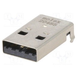 10 pcs x MOLEX - 480371000 - Plug, USB A, male, on PCBs, SMT, PIN: 4, horizontal, USB 2.0, in-tray