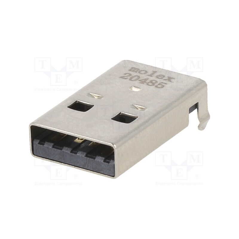 10 pcs x MOLEX - 480371000 - Plug, USB A, male, on PCBs, SMT, PIN: 4, horizontal, USB 2.0, in-tray