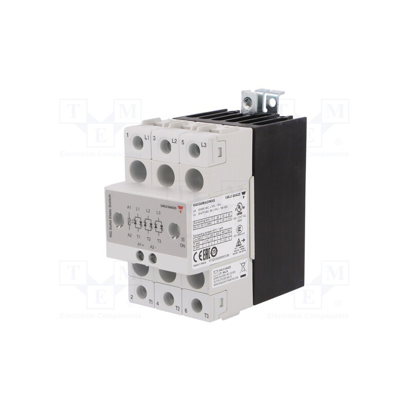 1 pcs x CARLO GAVAZZI - RGC3A60A20KKE - Relay: solid state, 20A, Uswitch: 42÷660VAC, 3-phase, Series: RGC3