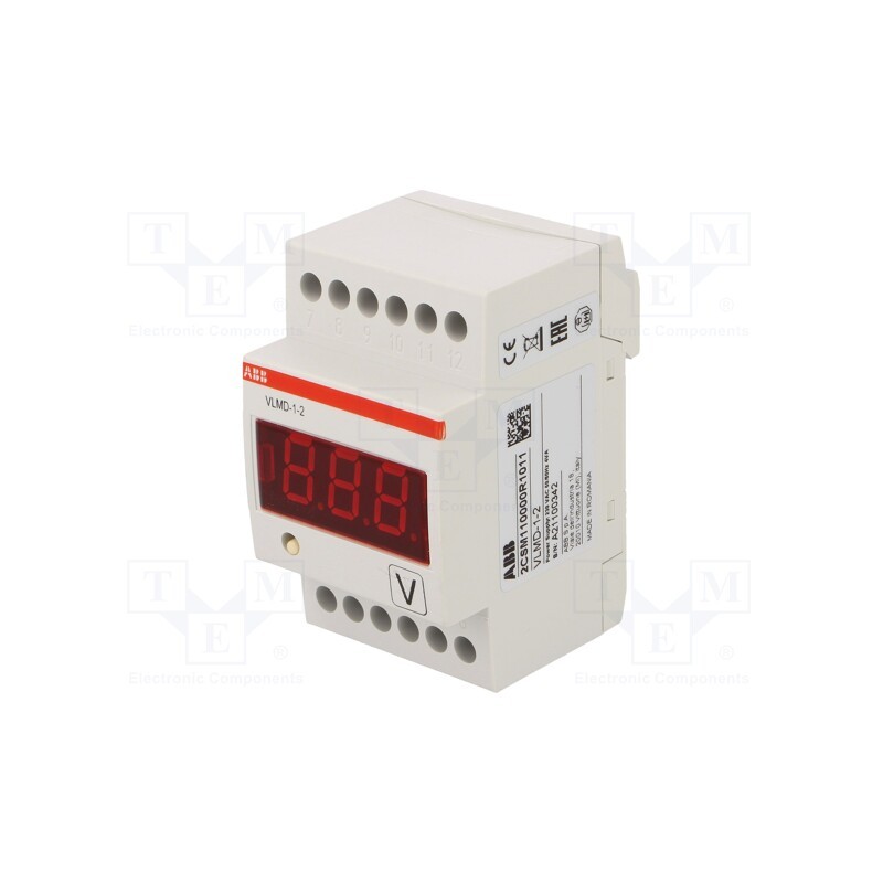 1 pcs x ABB - 2CSM110000R1011 - Voltmeter, digital,mounting, VDC: 0÷500V, VAC: 0÷500V, LED, IP20