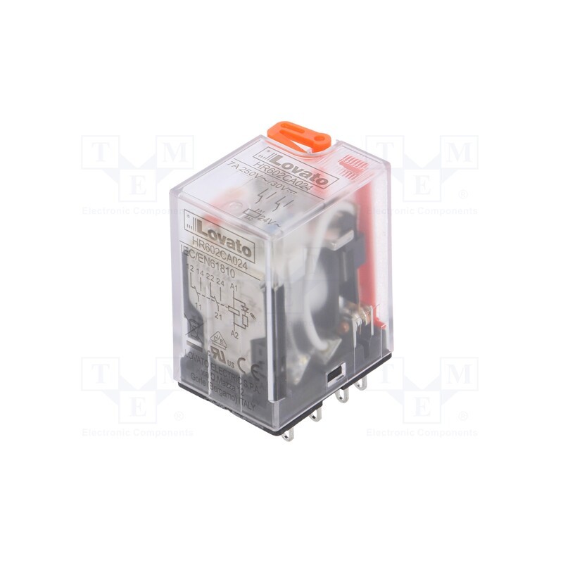 1 pcs x LOVATO ELECTRIC - HR602CA024 - Relay: electromagnetic, DPDT, Ucoil: 24VAC, Icontacts max: 7A