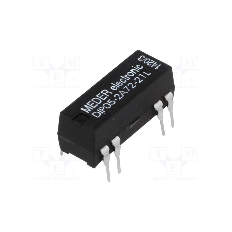 1 pcs x MEDER - DIP05-2A72-21L - Relay: reed switch, DPST-NO, Ucoil: 5VDC, 1A, max.200VDC, 125mW, PCB
