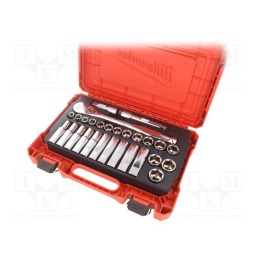 1 set x Milwaukee - 4932471864 - Wrenches set, 6-angles,socket spanner, Mounting: 1/2', 28pcs.