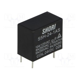 1 pcs x SHORI ELECTRIC - S5H-24-1AS - Relay: electromagnetic, SPST-NO, Ucoil: 24VDC, Icontacts max: 8A