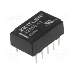 1 pcs x ZETTLER - AZ850-12 - Relay: electromagnetic, DPDT, Ucoil: 12VDC, 1A, 0.5A/125VAC, PCB