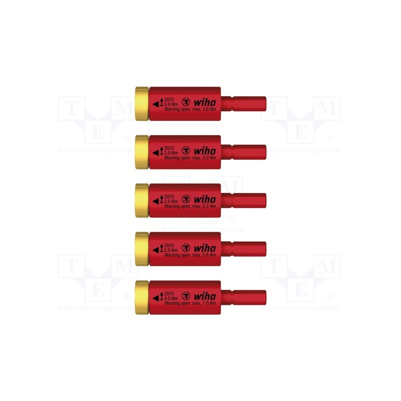 1 set x WIHA - 41479 - Kit: torque adapters, torque,insulated, 1kVAC, 0.8÷4Nm, 5pcs.