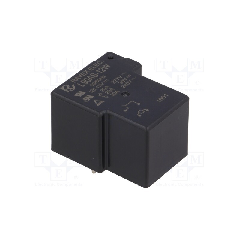 1 pcs x Recoy/RAYEX ELECTRONICS - L90AS-12W - Relay: electromagnetic, SPST-NO, Ucoil: 12VDC, 30A, Series: L90, PCB